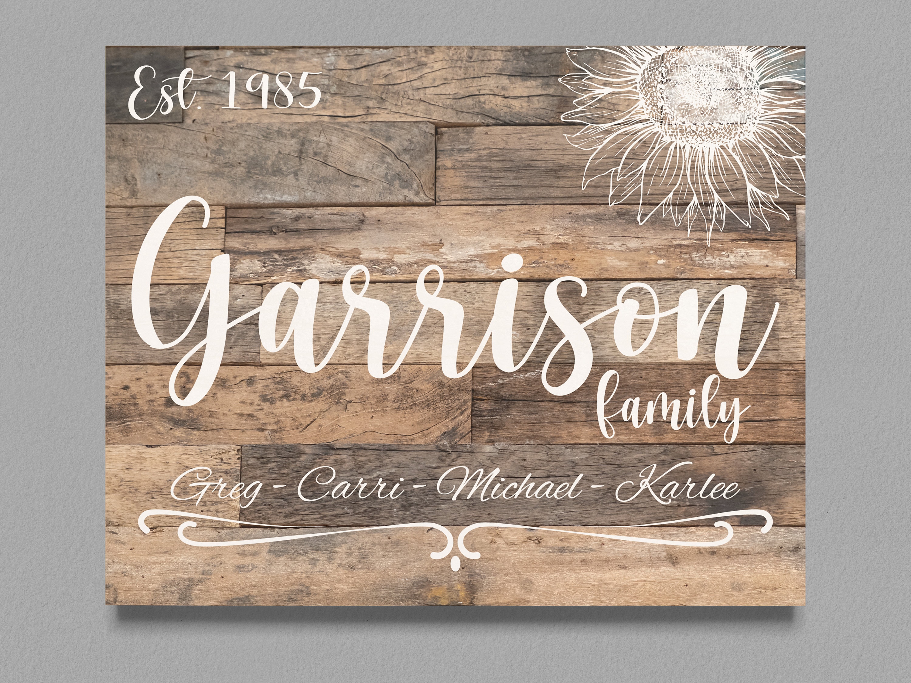 Personalized Print Wood Family Name Art, Last Name Established Sign ...