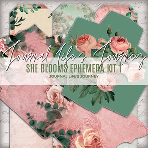 10 Page SHE BLOOMS EPHEMERA Kit 1 Printable Journal Accessories Digital Download