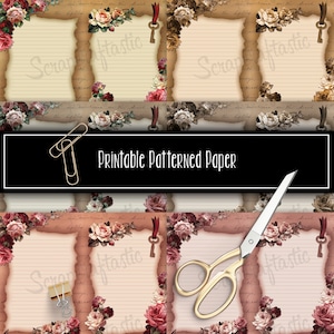 Vintage Floral Printable Journal Pages in 6 Variations (8.5x11)
