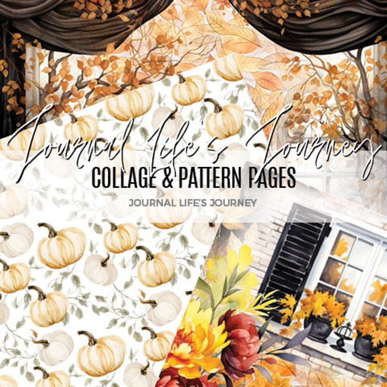 12 Page FALL TWILIGHT Printable Journal Collage and Pattern Pages and Digital Download image 4