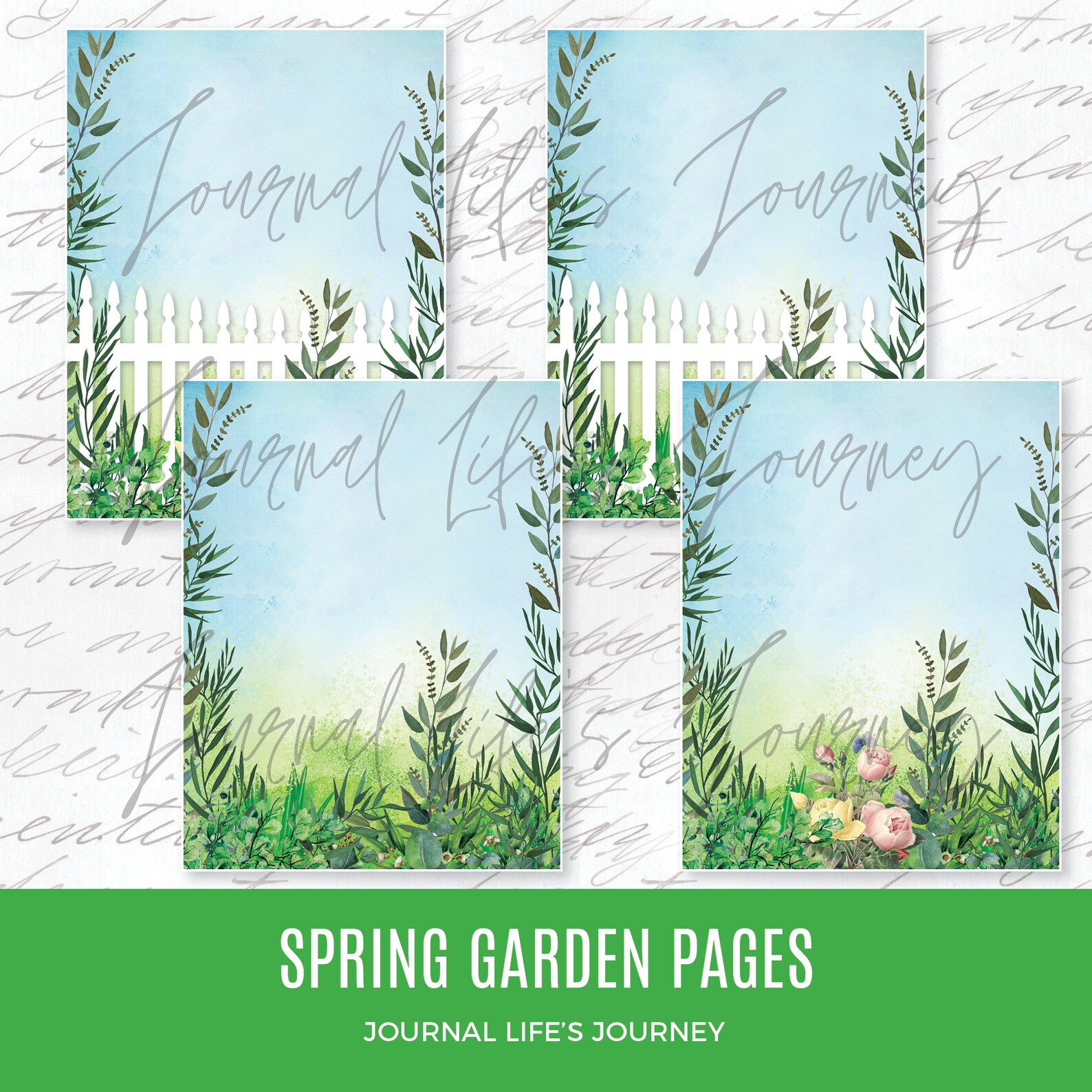 Spring Garden Journal Pages Printable Scrapbook Papers Graphic Digital ...