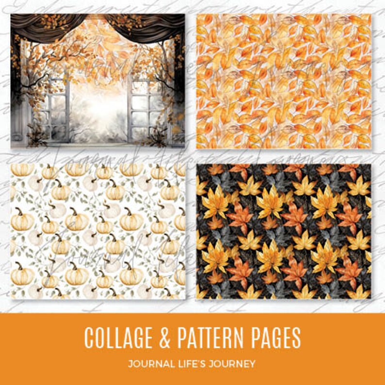 12 Page FALL TWILIGHT Printable Journal Collage and Pattern Pages and Digital Download image 5
