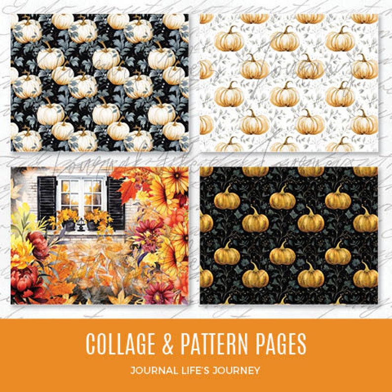 12 Page FALL TWILIGHT Printable Journal Collage and Pattern Pages and Digital Download image 2