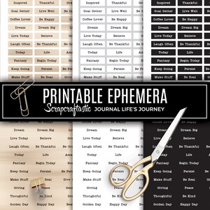 Word Set 1 Sentiment Ephemera Digital Printable Papers