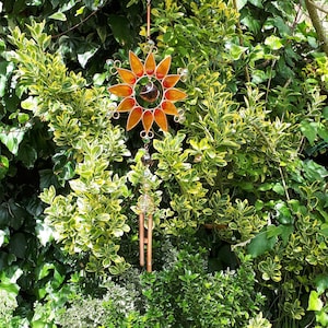 Carillon tournesol orange : ornement attrape-soleil de jardin