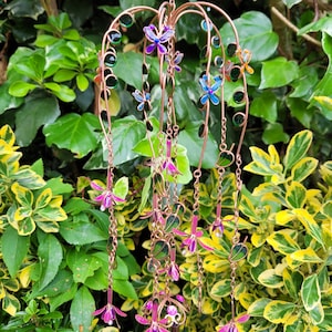 Fuchsia Wind Chime Suncatcher: Metal, Glass & Resin Garden Decor