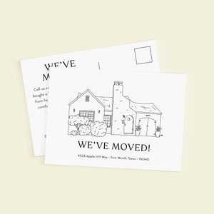 Custom Moving Announcement Illustrated Postcards | New House Cards