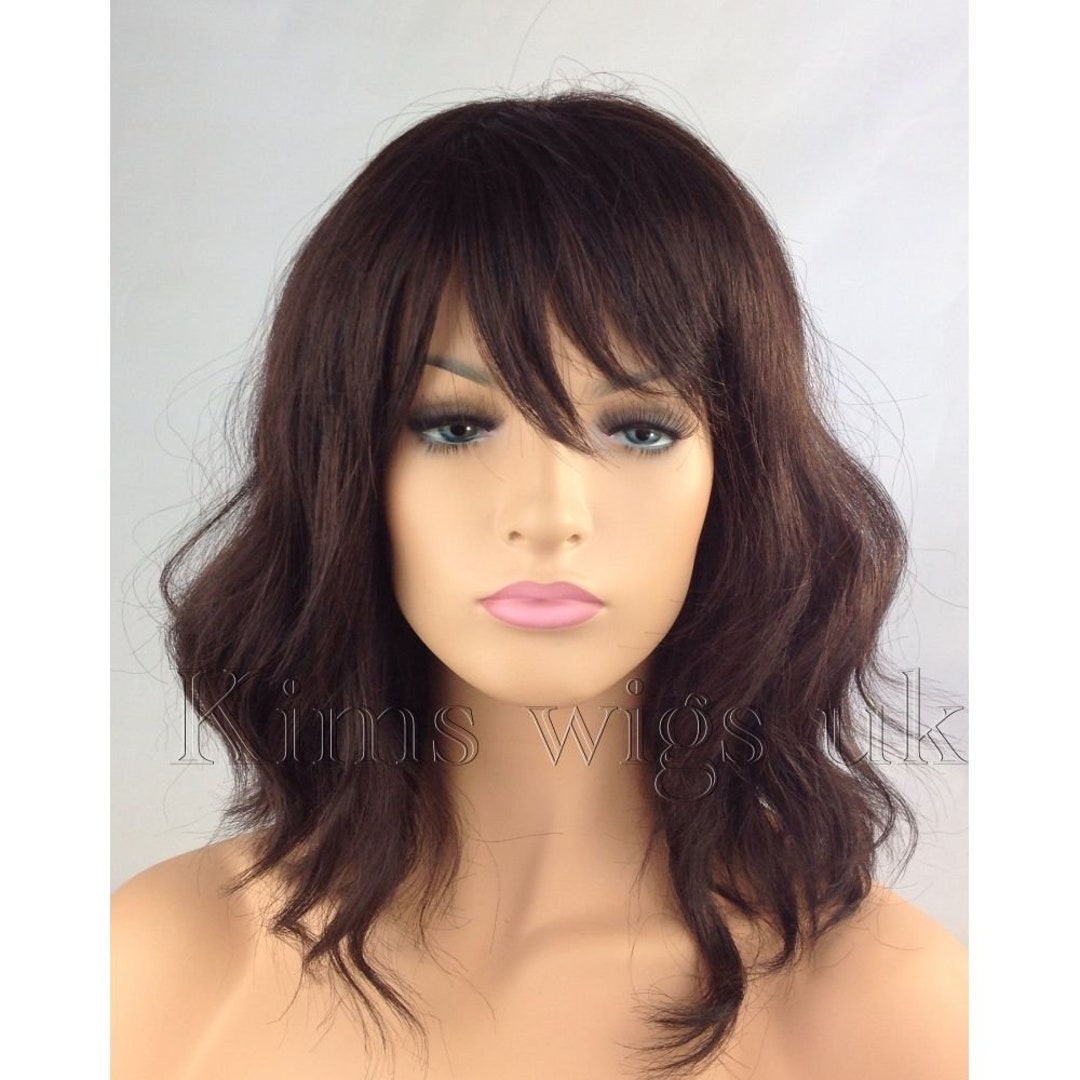 Dark Auburn Brown Beach Wave Ladies Womens Shoulder Length  display picture 3