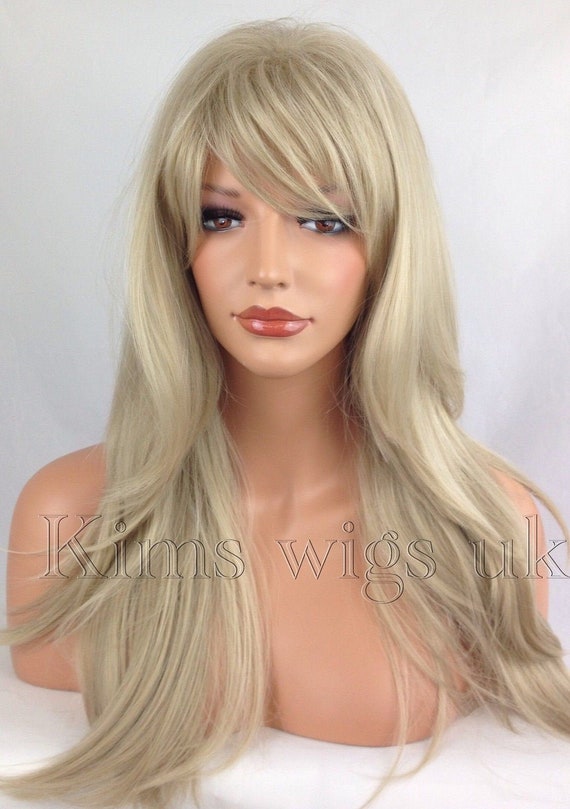 Ladies Womens Long Blonde Highlighted Heat Resistant Synthetic Etsy