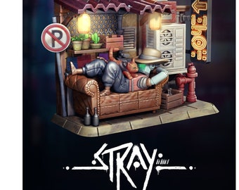 Chibi Stray Cat | Video Game Fan Art | Diorama Figurine | Garage Kit | Resin 3D Printed Statue/Miniature | Decor