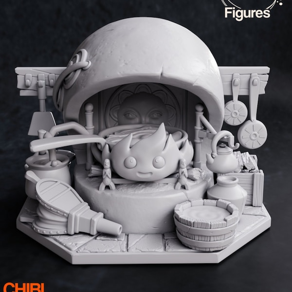 Chibi Calcifer | Howls Moving Castle | Figurine | Diorama | Miniature | Statue |  Garage Kit | Anime Decor