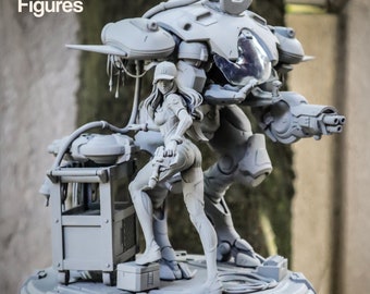 Overwatch | Dva with Mech | Figurine | Diorama | Miniature | Statue |  Garage Kit | Video Game Decor