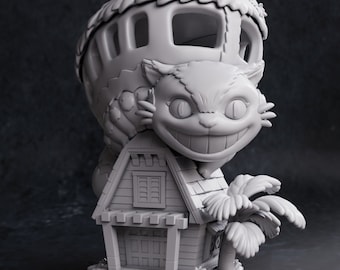 Chibi Feline Bus Fanart, Diorama Kit, 3D Printed Resin Figurine, Anime Gift