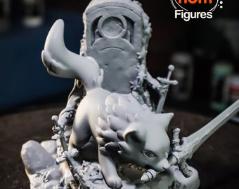 Dark Souls | Chibi Grey Wolf Sif | Figurine | Diorama | Miniature | Statue | Garage Kit | Video Game Decor