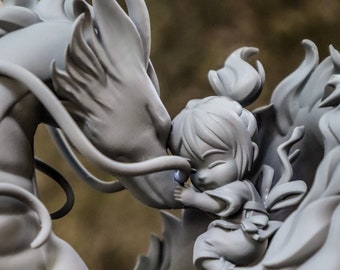 Chibi Chihiro & Haku Figurine – Spirited Away 3D Printed Resin Kit | Unpainted Anime Collectible