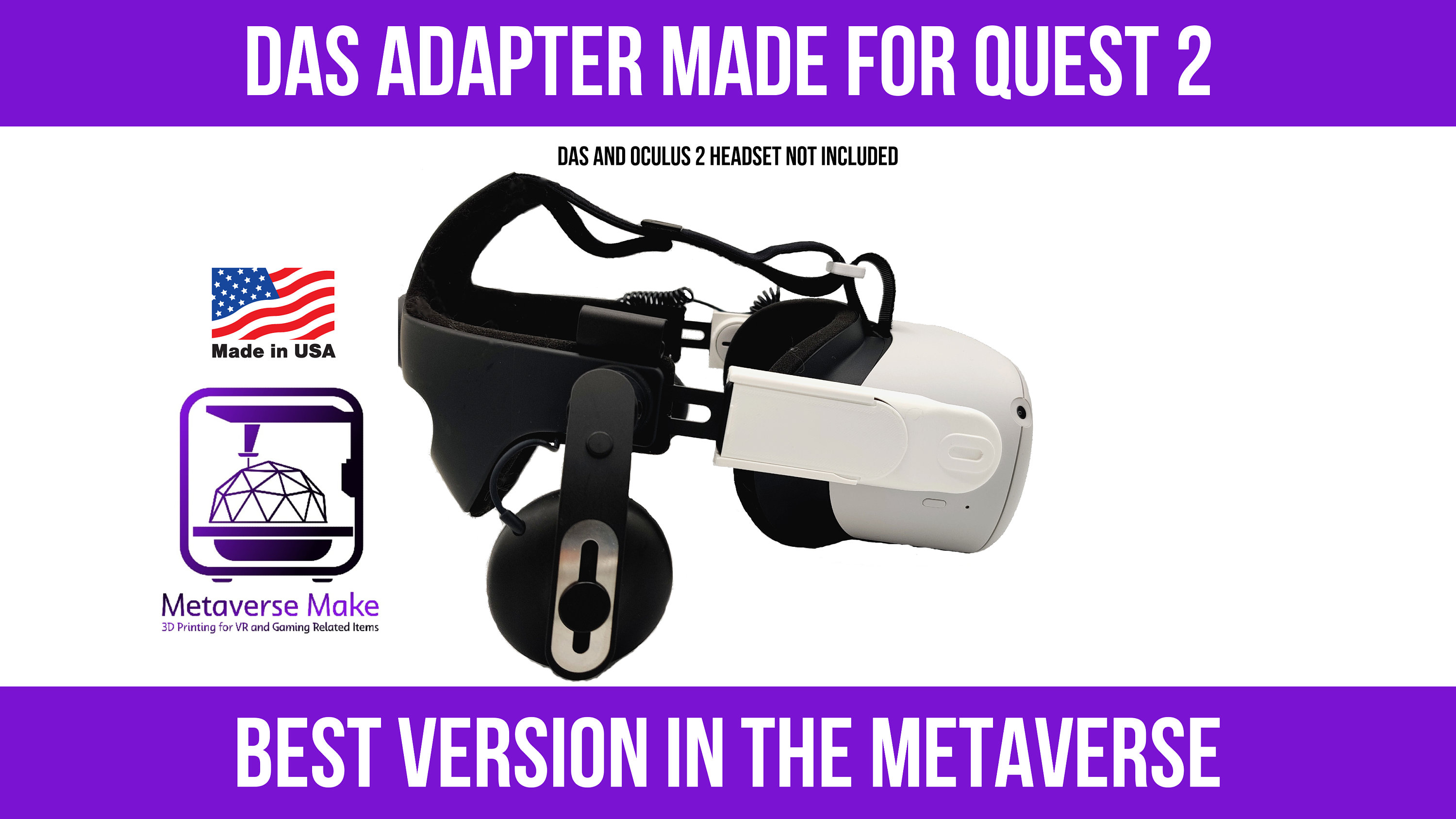 Kit For Oculus Quest 2 Franken Quest Adapter HTC Vive DAS Ecarke 3D Printing Deluxe Audio Strap 