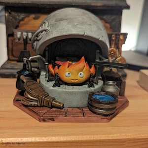 Chibi Calcifer Diorama | Howl&#39;s Moving Castle 3D Printed Figurine | Anime Statue | Garage Kit | Anime Decor
