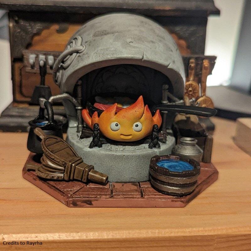 Chibi Calcifer Diorama | Howl's Moving Castle 3D Printed Figurine