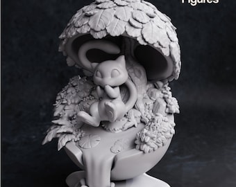 Chibi Mew | Pokemon | Figurine | Diorama | Miniature | Statue |  Garage Kit | Video Game Decor