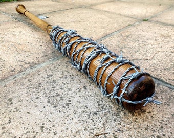 Nice Solid Ash "LUCILLE" Negan's Replica Bat Real Barbed Wire The Walking Dead 