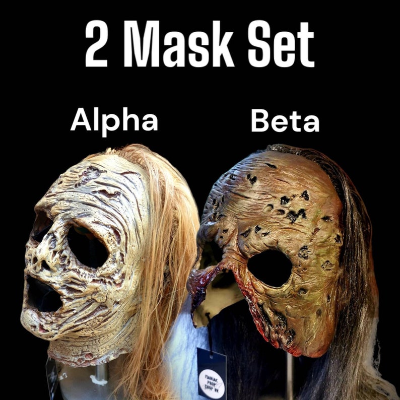 The Walking Dead Masks Alpha & Beta Mask Cosplay Set Bundle Replica masks inspired by The Walking Dead Lucille, Wisperers, Negan image 1