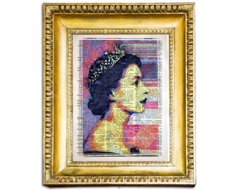 Queen Elizabeth II Pop Art Print - Vintage Dictionary Page