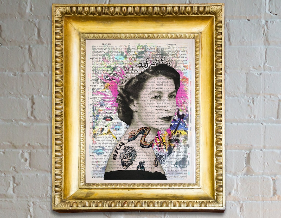 Queen Elizabeth II Snake Tattoo Art – Vintage Dictionary Page Print - Etsy