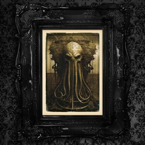 Schrein von Cthulhu - Limitierte Druckkunst, Gothic Dekor, viktorianischer Stil Druck, Kunst Poster Druck, Dark Academia Surreal, Lovecraft Art