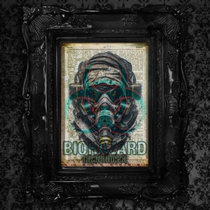 Grindhouse Biohazard - Limitierte Edition Kunst, Vintage Wörterbuch Kunstdrucke, Horror Art, B Movie Style, Literaturliebhaber Geschenk, Dark Art Poster