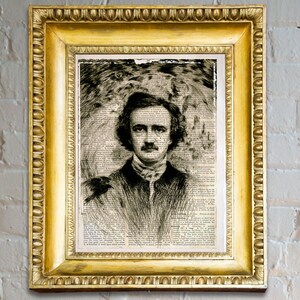 El mundo de Edgar Allan Poe - Página vintage, decoración gótica victoriana, póster de arte gótico, regalo único, lámina artística de Edgar Poe