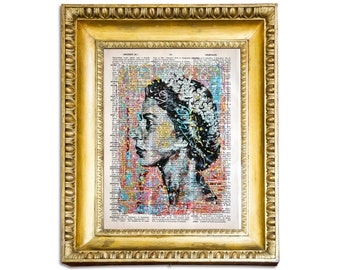 Queen Elizabeth II Art Poster – Real Vintage Dictionary Page Print