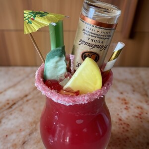 Bloody Merry Candle, realistic cocktail drink candle, spicy orange or sweet tomato basil essential oil blend, brunch candle decor.