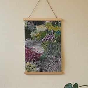 English garden botanical art print green & grey accent colours