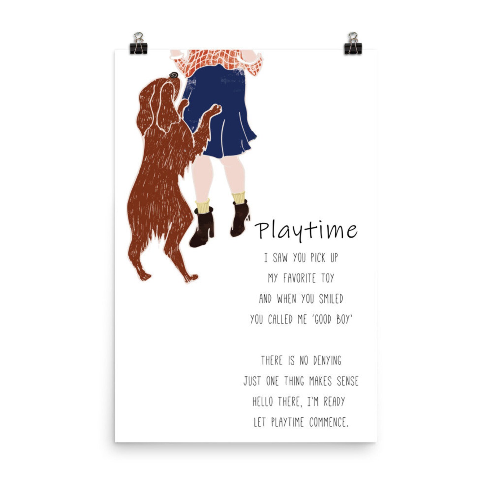 Playtime Dog Poem Illustrated Dog Poem Poster Etsy