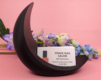 Large Crescent Moon Business Card Holder / Nail Tech / Tattoo Artist / Hair Stylist Gift / Celestial Appointment Card Display