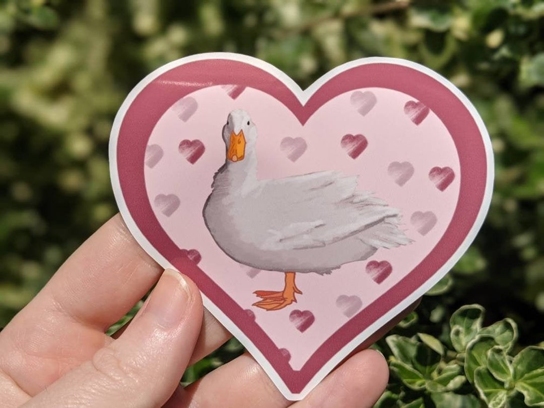 Cute Pekin Duck Sticker, Vinyl Duck Decal, Duck Mom, Duck With Hearts