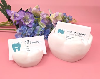 Dentist Business Card Holder / Large Tooth Desk Display for Orthodontists Office, Handmade PLA Appointment Card Organizer, Dental Hygienist