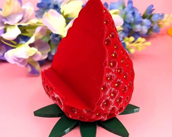 Strawberry Phone Holder / Premium Weighted Berry Stand / Unique Kitchen Gift / Tech Lover Gift / PotatoesAndBeyond Exclusive Design