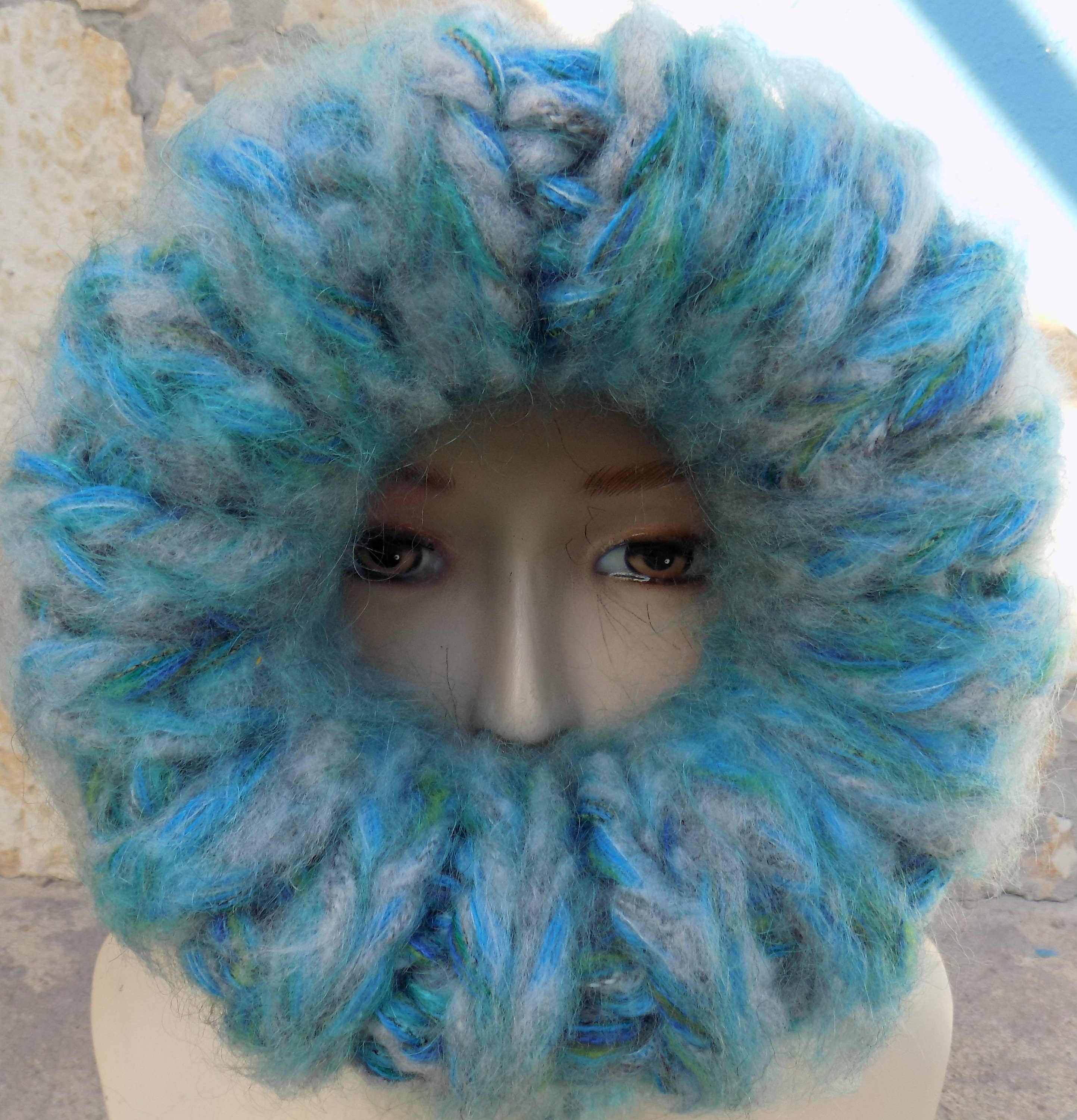 BALACLAVA beanie wool mohair STURMHAUBE light blue Etsy