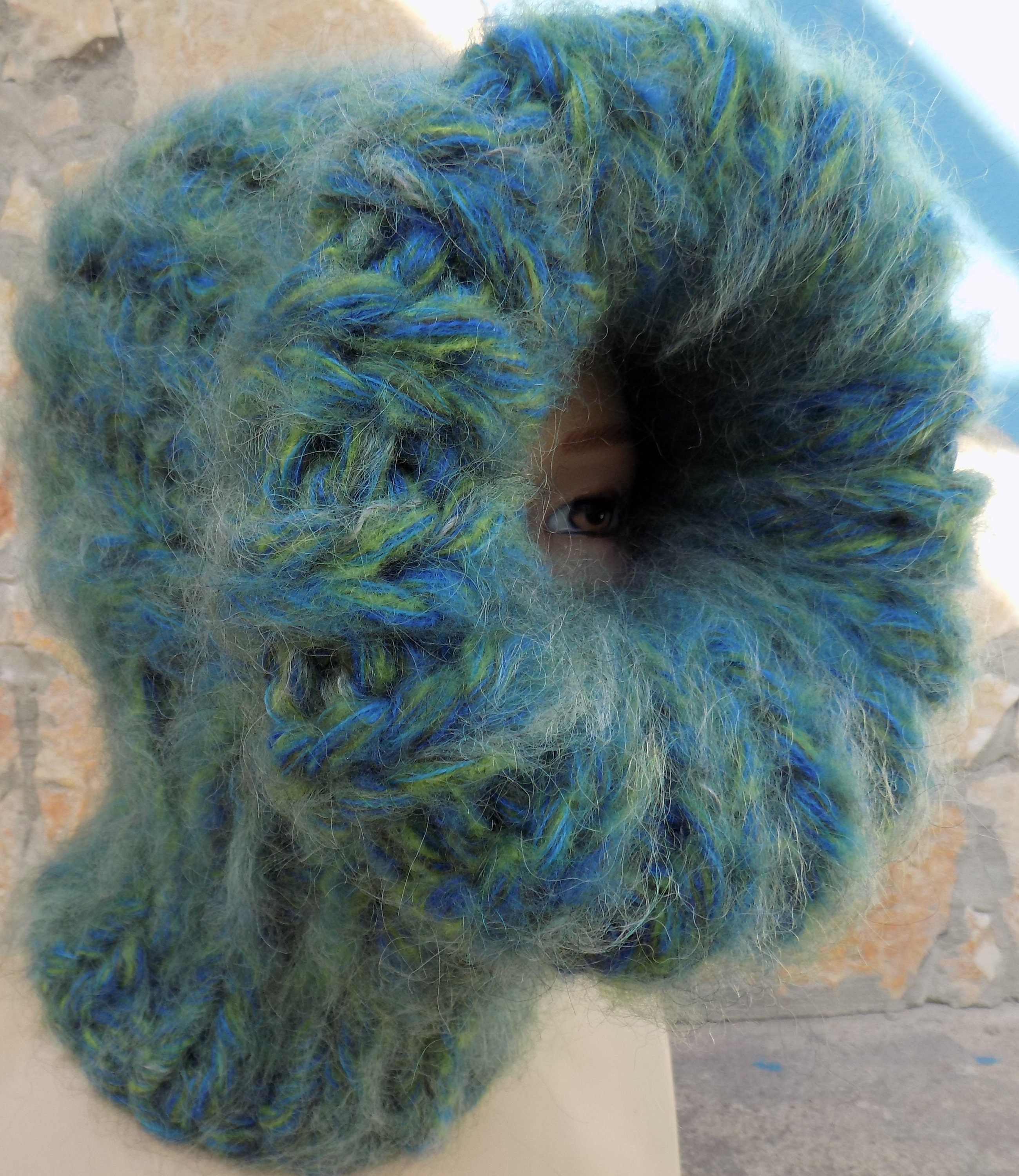 BALACLAVA Beanie Wool Mohair STURMHAUBE Blue Green Etsy