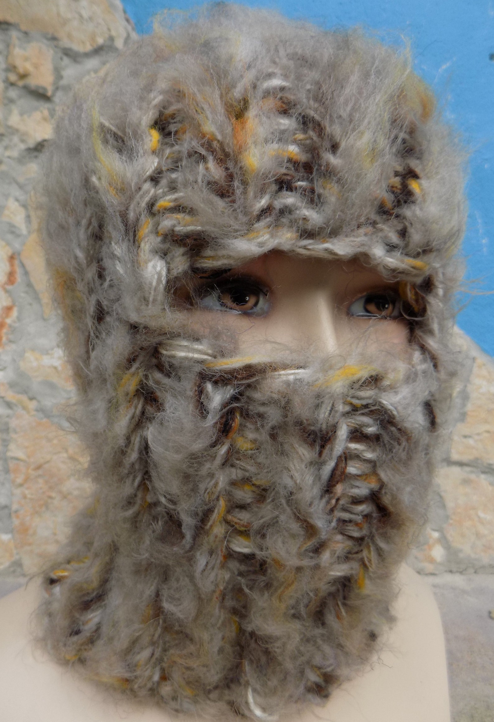 BALACLAVA Beanie Wool Mohair STURMHAUBE brown chunky soft Etsy