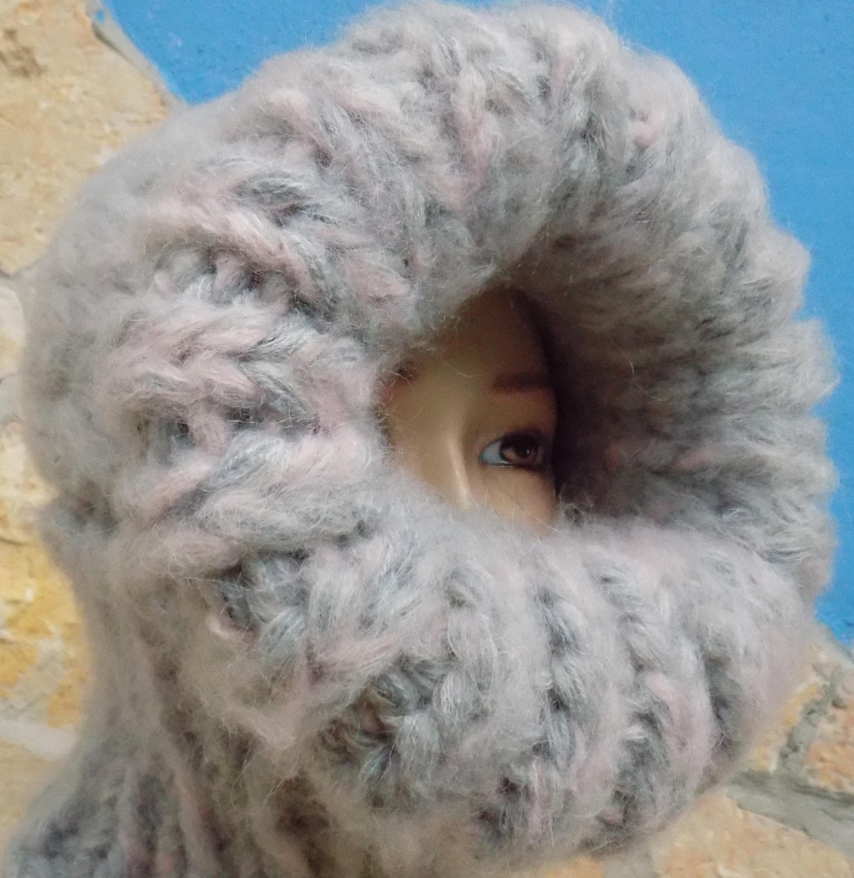 BALACLAVA Beanie Wool Mohair STURMHAUBE Grey Pink Chunky Soft Etsy