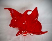 13 39 long Mid century Murano style Chalet or Lorraine glass red hand blown Statement piece Canadian glass Fall tablescape Valentine decor