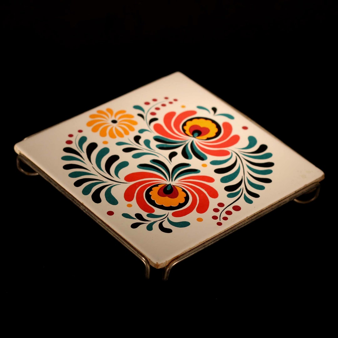 Vintage GROOVY Trivet Pot Holder Ceramic Hostess Gift BFF Gift MCM