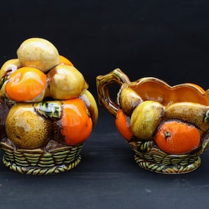 Mid-Century Inarco Orange Spice Sugar and Creamer set - Orange Spice collectable - Florida mugs - Fruit decor