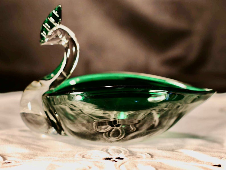 Vintage Lorraine hand blown art glass bird Candy dish Vanity dish Soap dish Candle holder Murano style Hostess gift Centerpiece