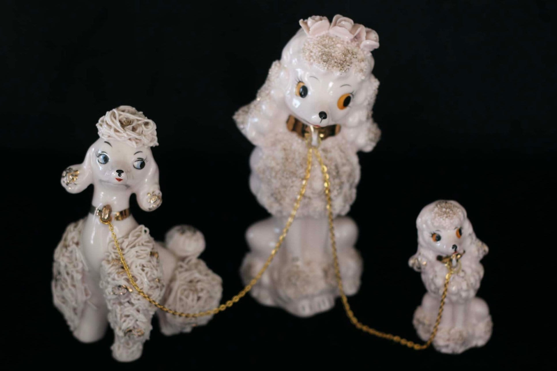 MCM 6 große anthropomorphe rosa Pudel Familie geketteten Etsy