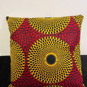 Housse coussin en Wax fait-main 40x40 cm Fermeture zippée