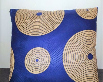 Wax cushion cover - Circular Blue/Beige