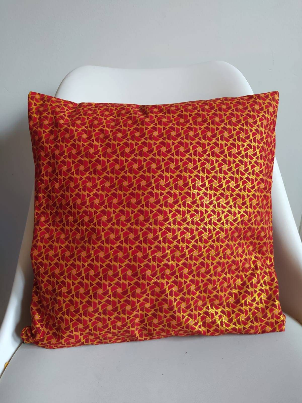 Housse de Coussin - Wax Rouge Doré